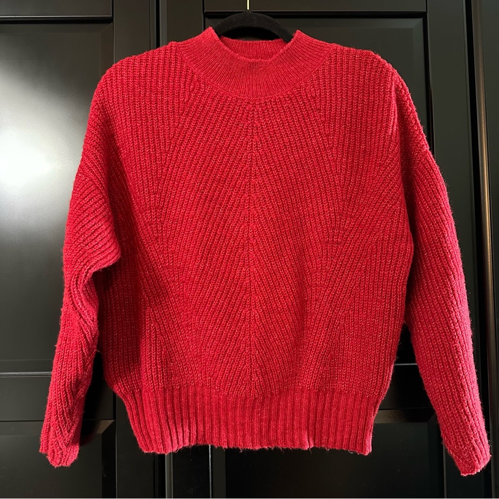 Mango Red Knit Sweater XS